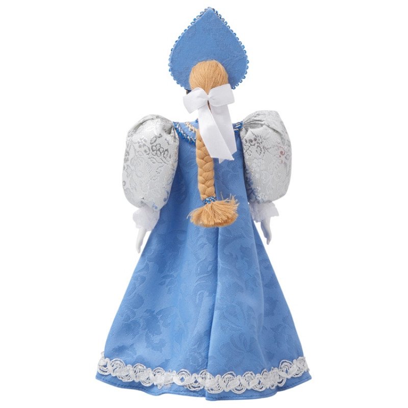 Подарочный набор: кукла фарфоровая, чай "Малина с мятой", голубой