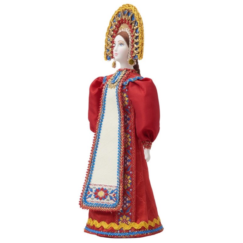 Подарочный набор: кукла фарфоровая, крем-мед, красный