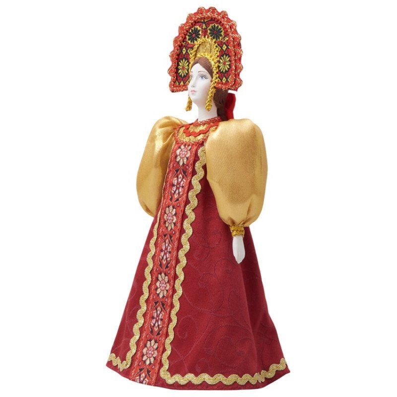 Подарочный набор: кукла фарфоровая, мед, красный