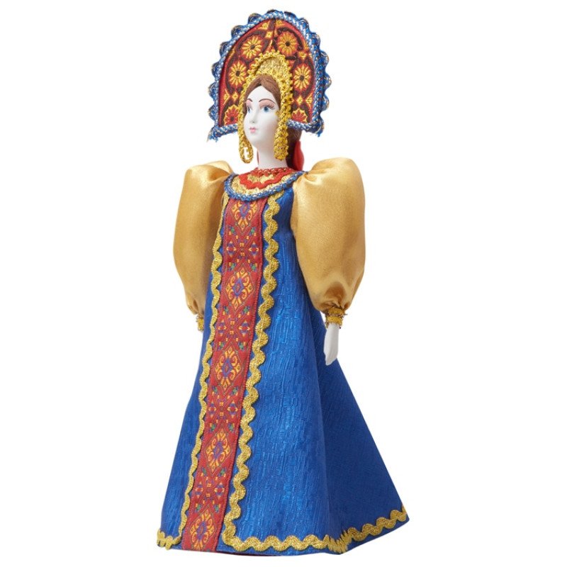 Подарочный набор: кукла фарфоровая, мед, синий