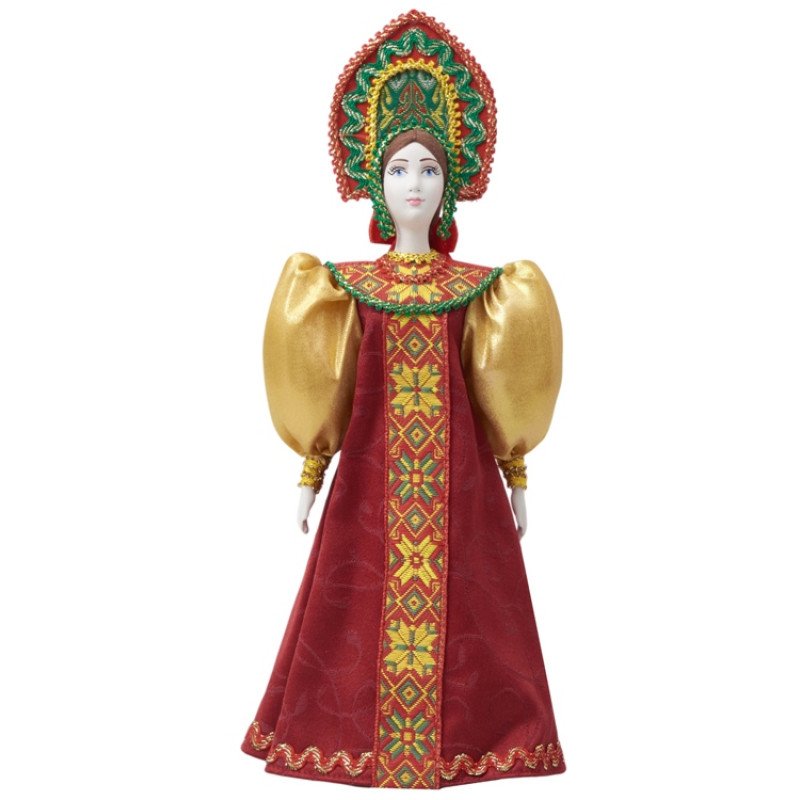 Подарочный набор: кукла фарфоровая, мед, красный