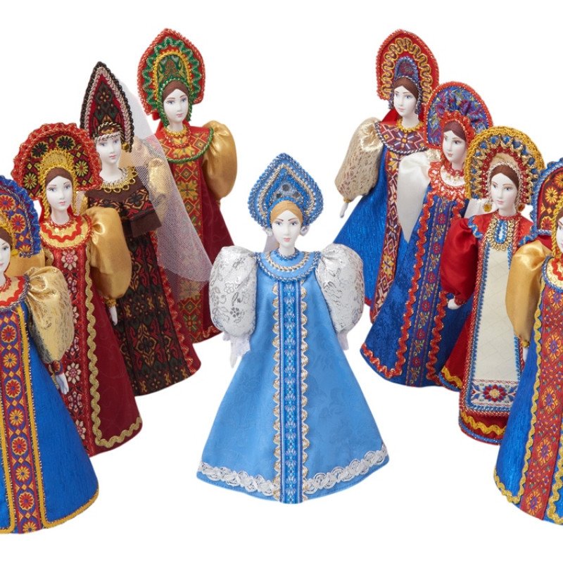 Подарочный набор: кукла фарфоровая, чай "Малина с мятой", красный