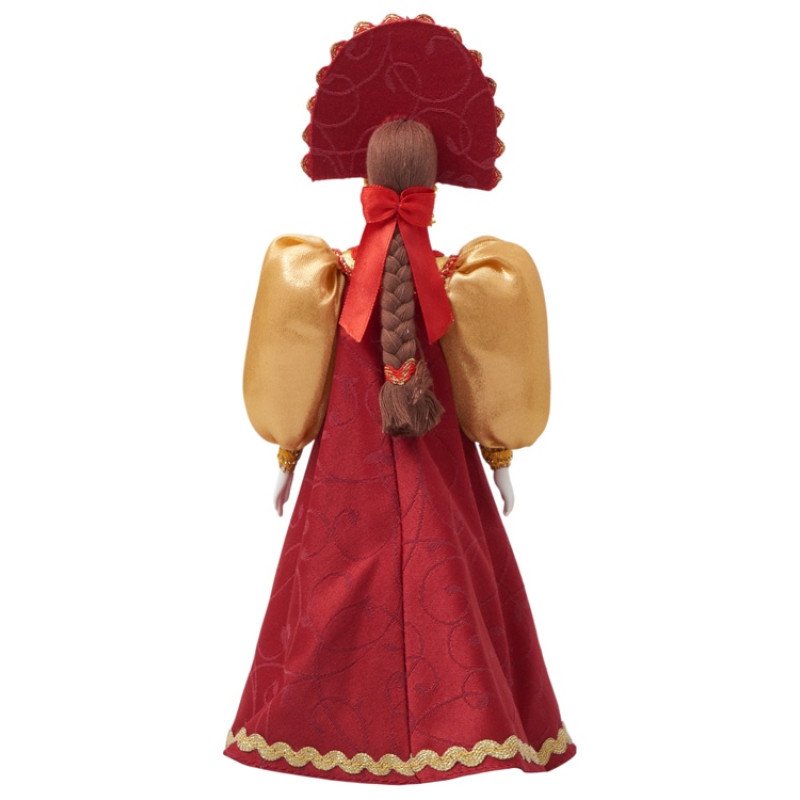 Подарочный набор: кукла фарфоровая, чай "Малина с мятой", красный