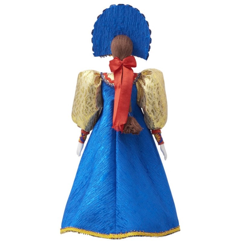 Подарочный набор: кукла фарфоровая, чай "Малина с мятой", синий