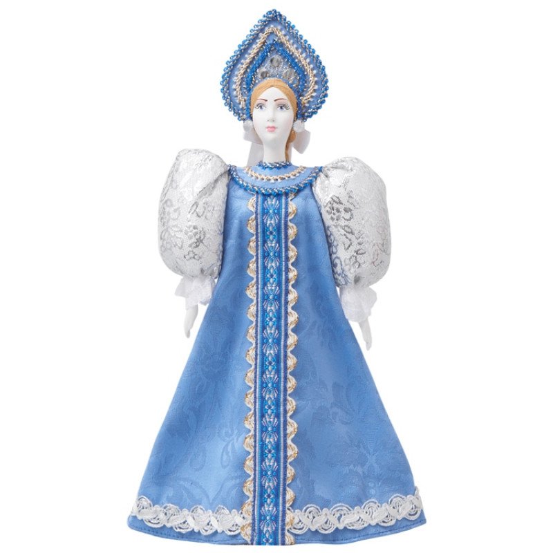 Подарочный набор: кукла фарфоровая, мед, голубой