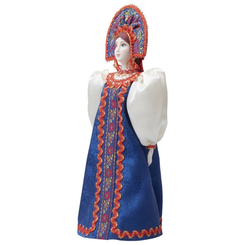 Подарочный набор: кукла фарфоровая, мед, синий