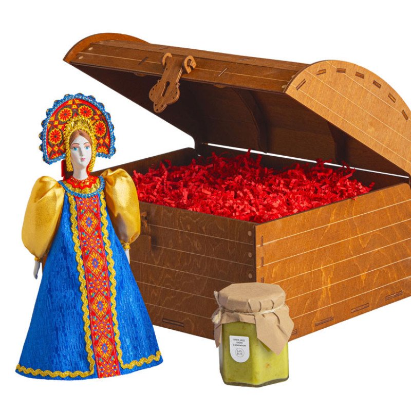 Подарочный набор: кукла фарфоровая, крем-мед, красный