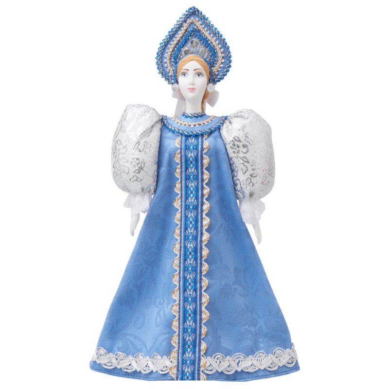 Подарочный набор: кукла фарфоровая, крем-мед, голубой