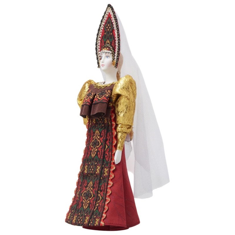 Подарочный набор: кукла фарфоровая, мед, красный