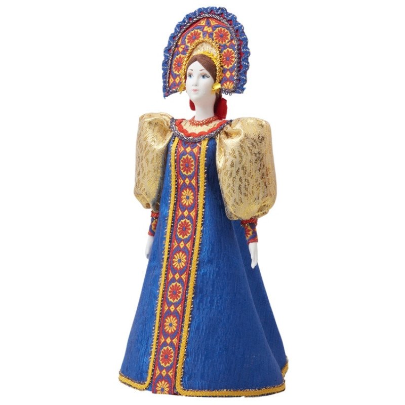 Подарочный набор: кукла фарфоровая, мед, синий