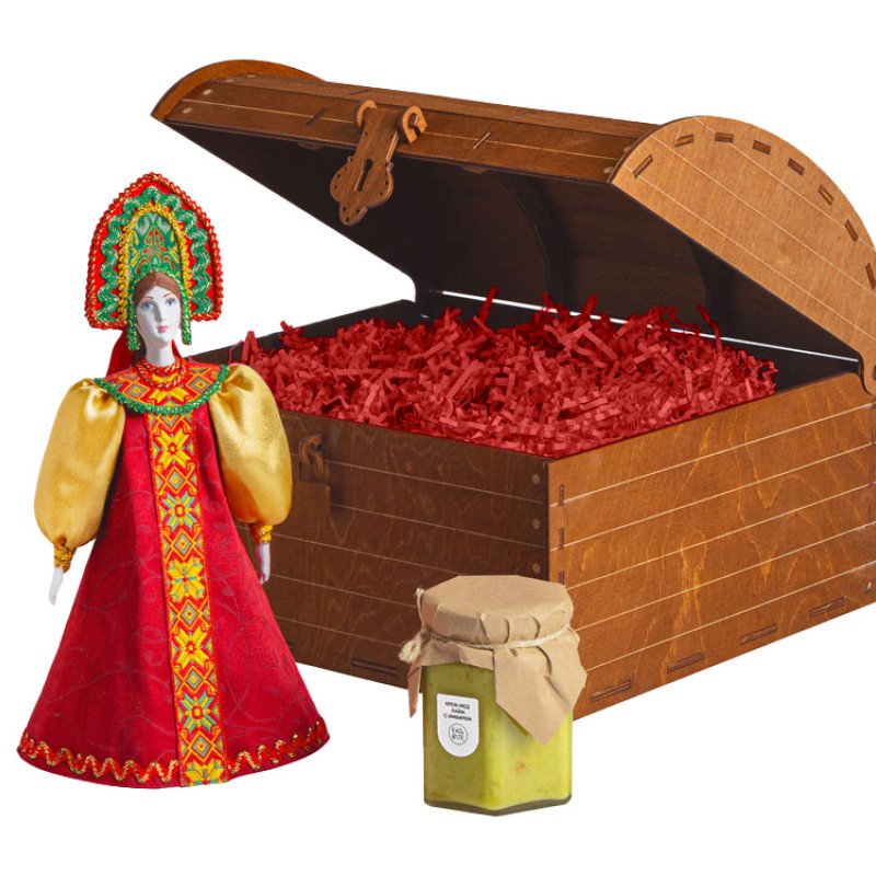 Подарочный набор: кукла фарфоровая, крем-мед, красный