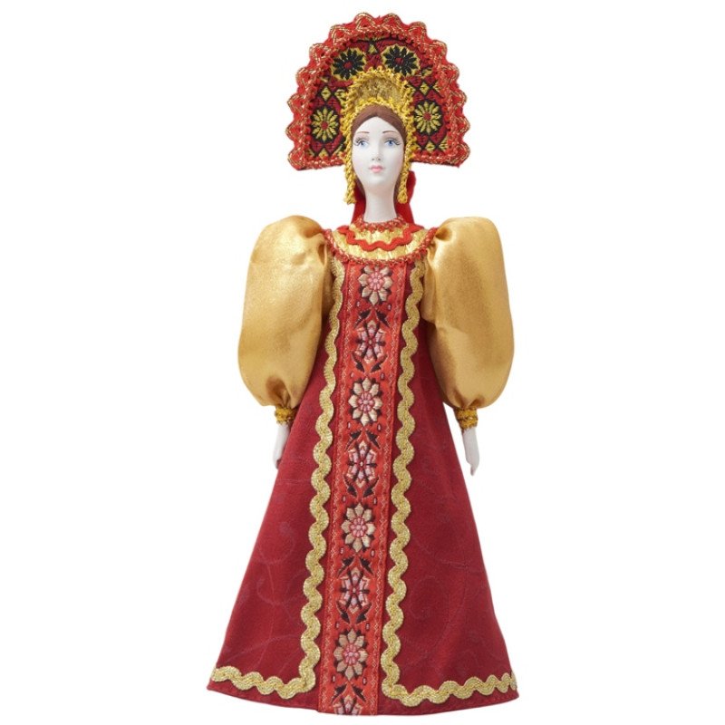 Подарочный набор: кукла фарфоровая, мед, красный