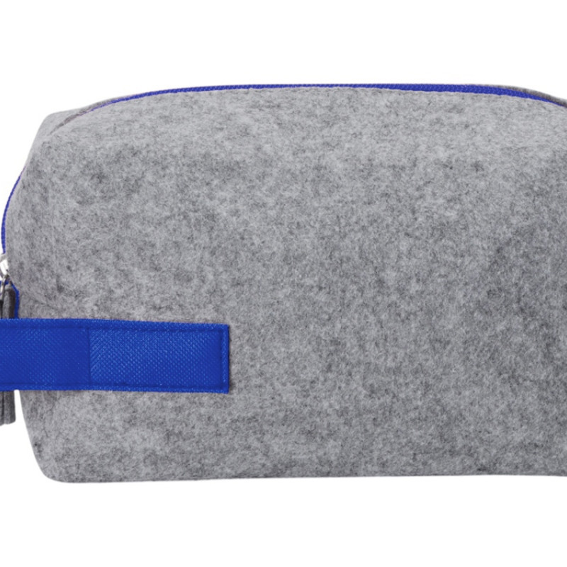 Органайзер для электроники и проводов "Felt" из RPET-фетра с ручкой, серый с синим