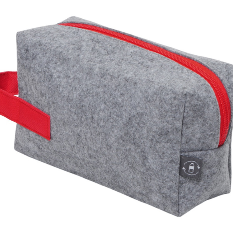 Органайзер для электроники и проводов "Felt" из RPET-фетра с ручкой, серый с красным