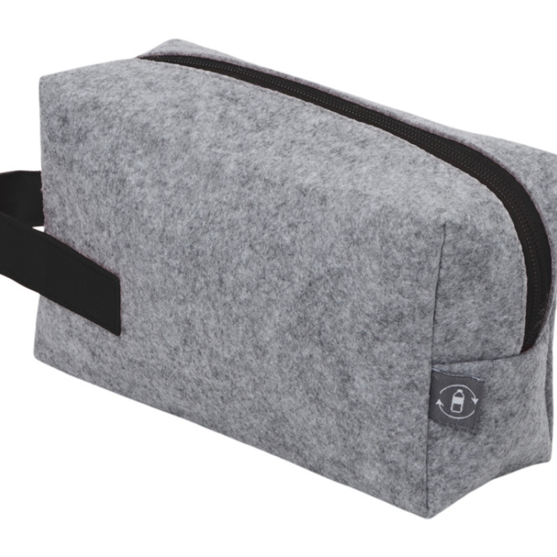 Органайзер для электроники и проводов "Felt" из RPET-фетра с ручкой, серый с черным Органайзер для электроники и проводов "Felt" из RPET-фетра с ручкой, серый с черным