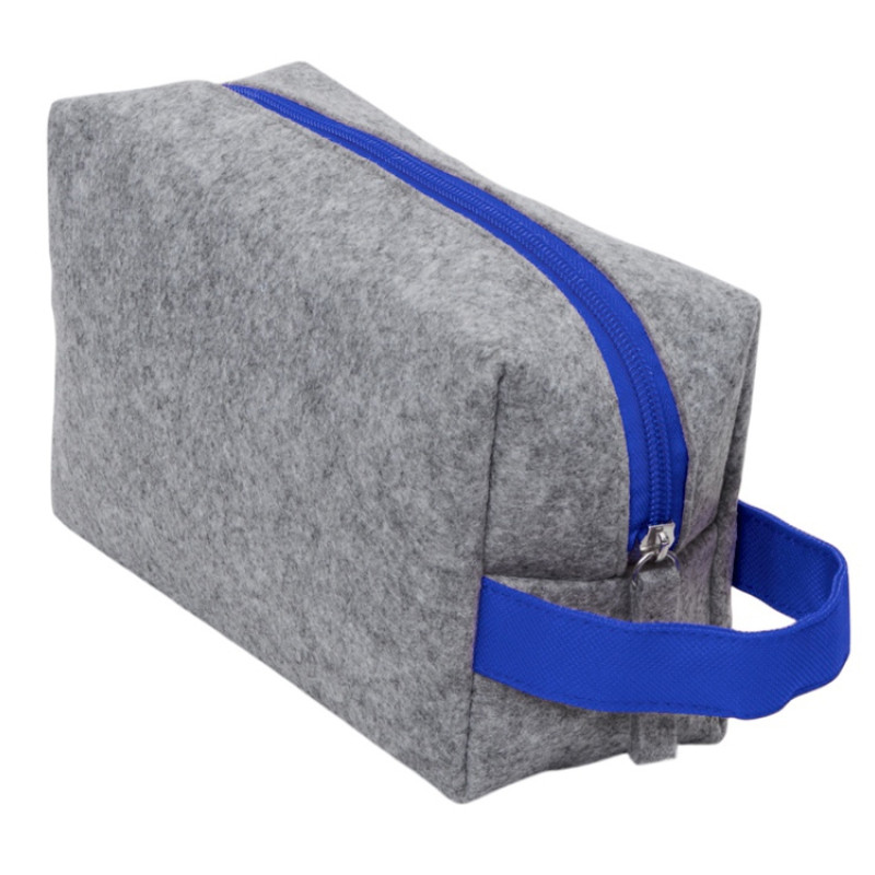 Органайзер для электроники и проводов "Felt" из RPET-фетра с ручкой, серый с синим