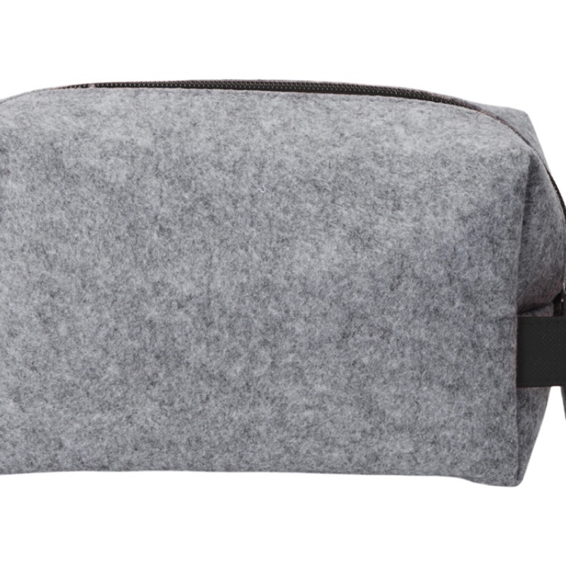 Органайзер для электроники и проводов "Felt" из RPET-фетра с ручкой, серый с черным Органайзер для электроники и проводов "Felt" из RPET-фетра с ручкой, серый с черным