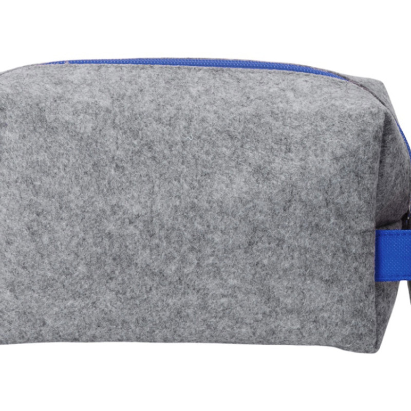 Органайзер для электроники и проводов "Felt" из RPET-фетра с ручкой, серый с синим