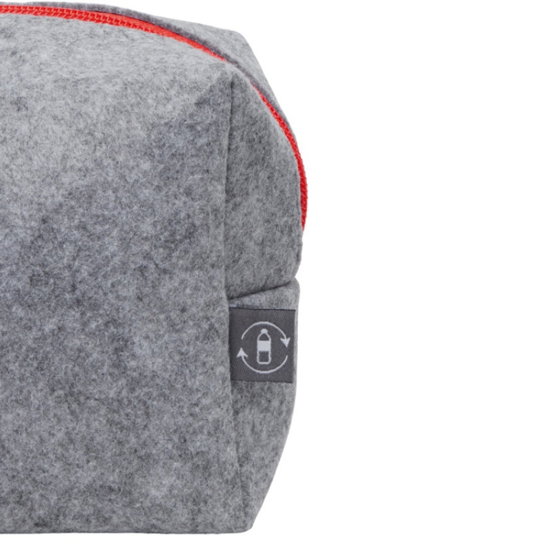 Органайзер для электроники и проводов "Felt" из RPET-фетра с ручкой, серый с красным