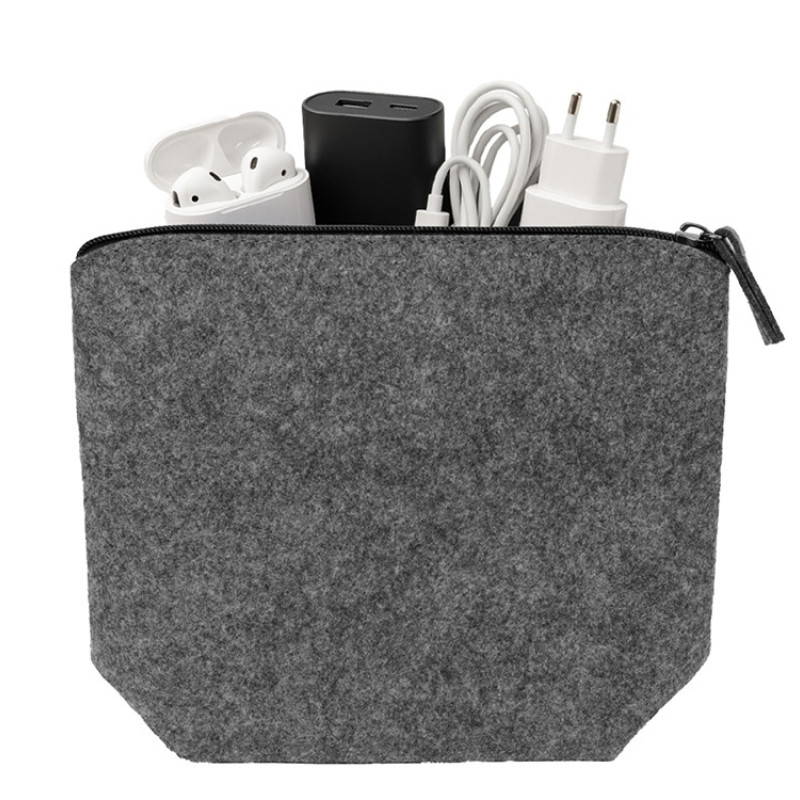 Органайзер для электроники и проводов "Felt" из RPET-фетра, серый Органайзер для электроники и проводов "Felt" из RPET-фетра, серый