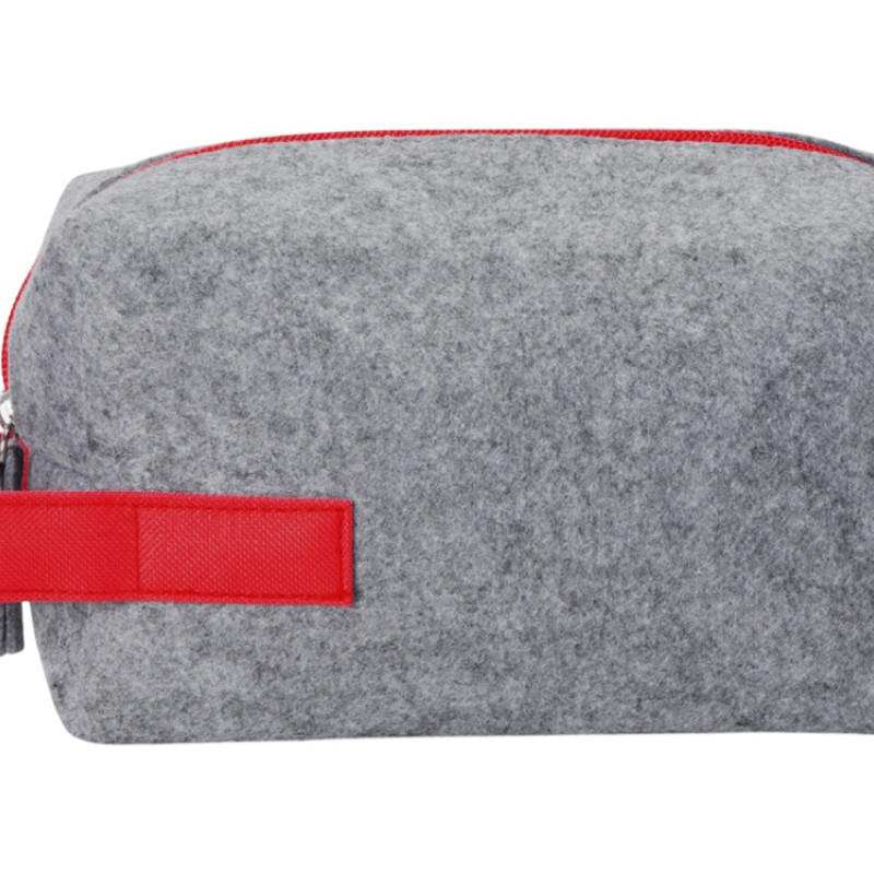 Органайзер для электроники и проводов "Felt" из RPET-фетра с ручкой, серый с красным