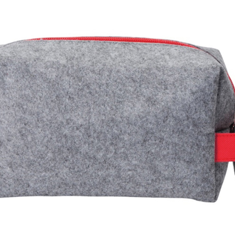 Органайзер для электроники и проводов "Felt" из RPET-фетра с ручкой, серый с красным