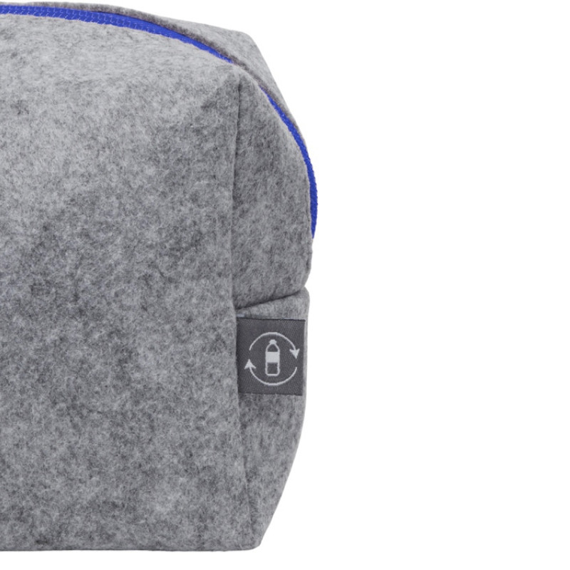 Органайзер для электроники и проводов "Felt" из RPET-фетра с ручкой, серый с синим