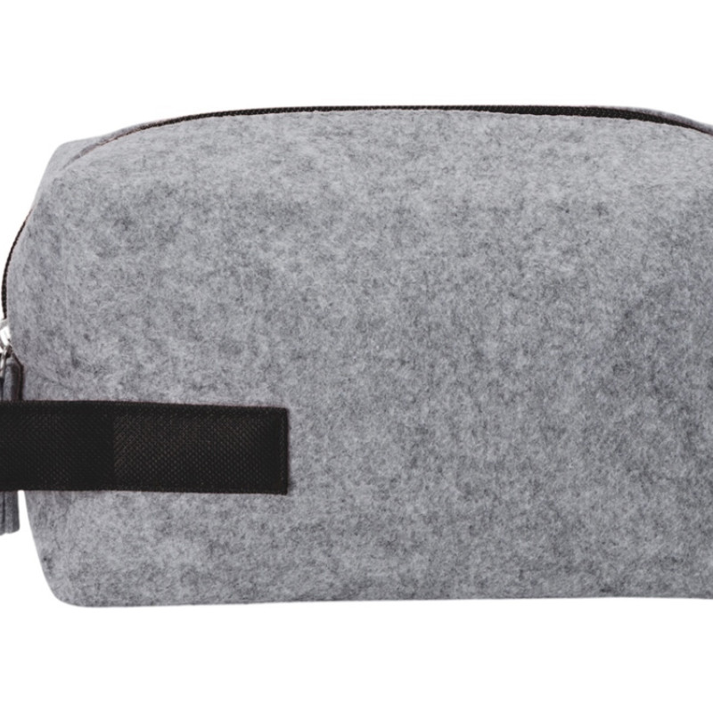 Органайзер для электроники и проводов "Felt" из RPET-фетра с ручкой, серый с черным Органайзер для электроники и проводов "Felt" из RPET-фетра с ручкой, серый с черным