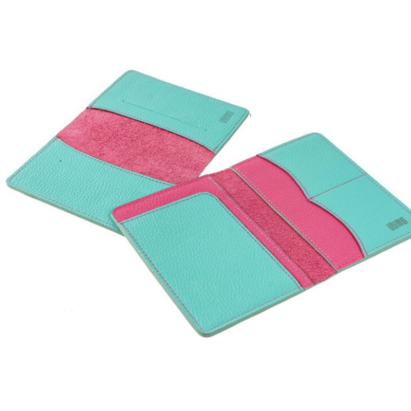 Обложка для паспорта Valerie Concept PSC8, фуксия/бирюзовый