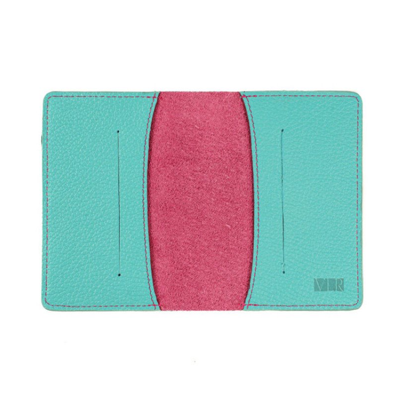 Обложка для паспорта Valerie Concept PSC8, фуксия/бирюзовый