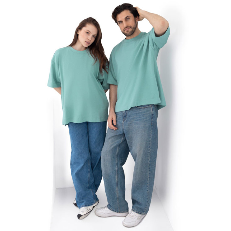 Футболка оверсайз «Beta.01» унисекс, пыльный бирюзовый