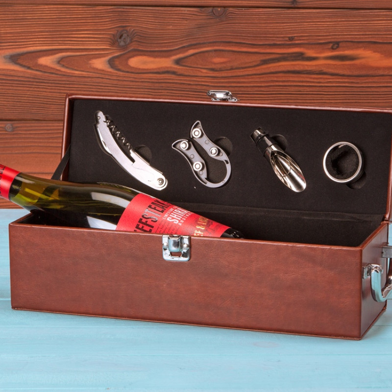 Набор аксессуаров для вина в подарочной коробке «Fabrizio», коричневый (P)