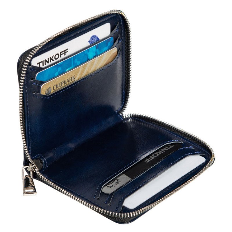 Картхолдер на молнии для 8 пластиковых карт с RFID защитой "Fabrizio", синий