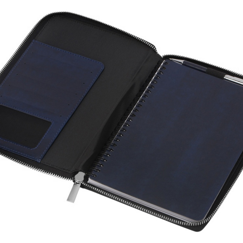 Бизнес-блокнот на молнии А5 «Fabrizio», 80 листов, темно-синий