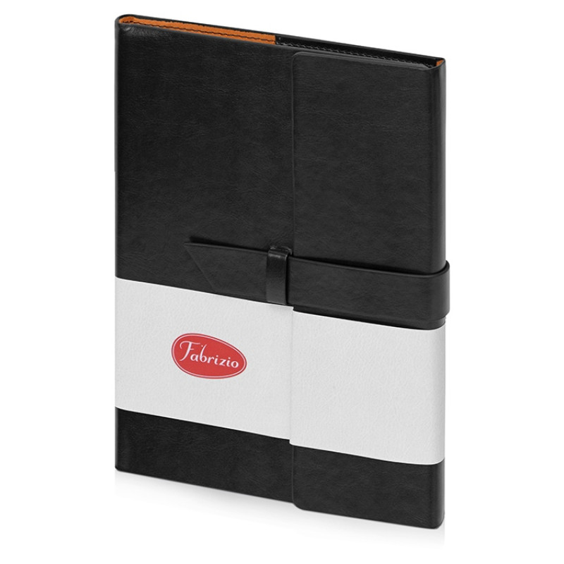 Бизнес-блокнот А5 с клапаном «Fabrizio», 80 листов, черный (P)