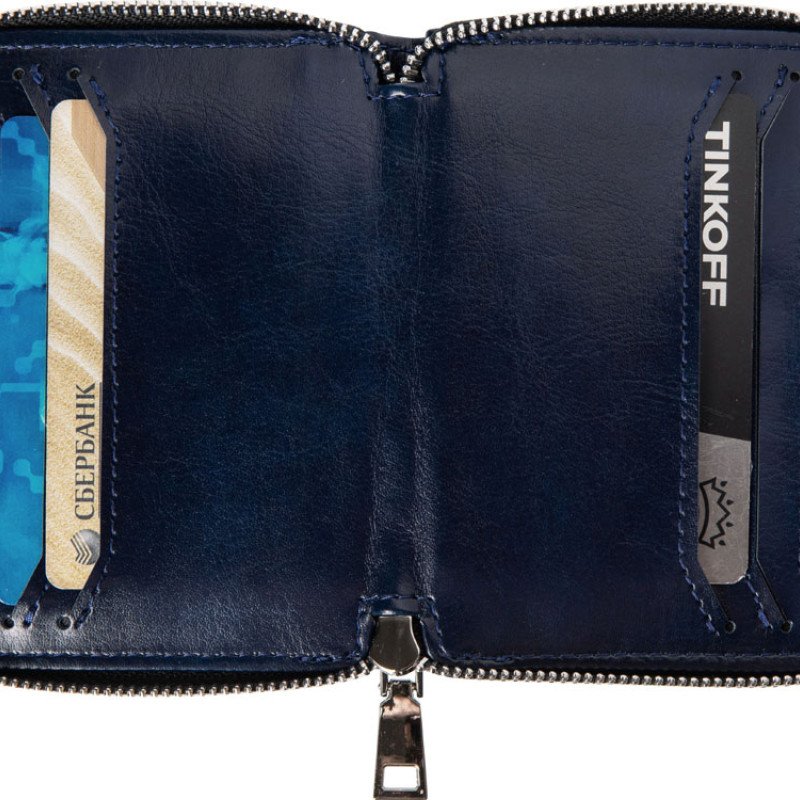 Картхолдер на молнии для 8 пластиковых карт с RFID защитой "Fabrizio", синий