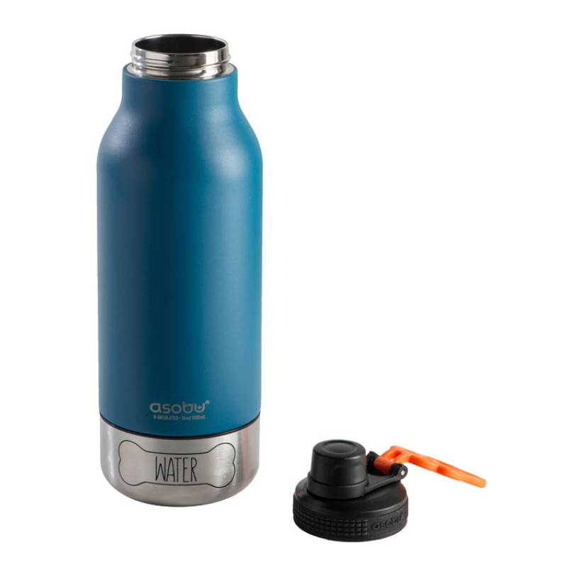 Вакуумный термос «Buddy» 3-в-1 со съемными мисками для питомцев, 1000 мл, синий