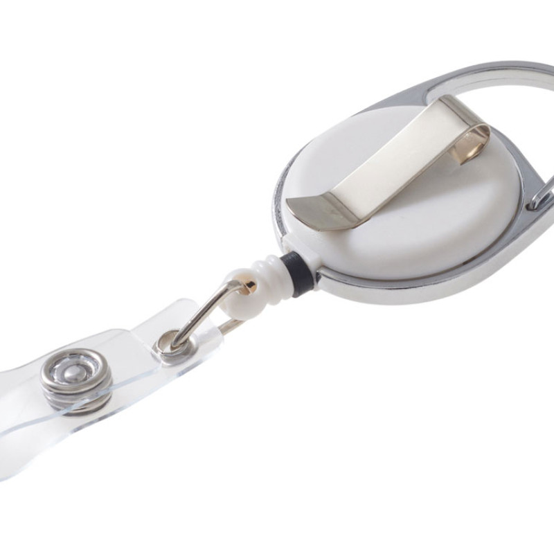 Бейдж с рулеткой-карабин "Favor", белый