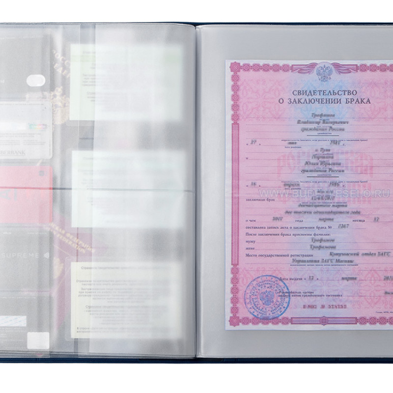 Органайзер Favor 2.0 для семейных документов на 4 комплекта документов, формат А4, синий