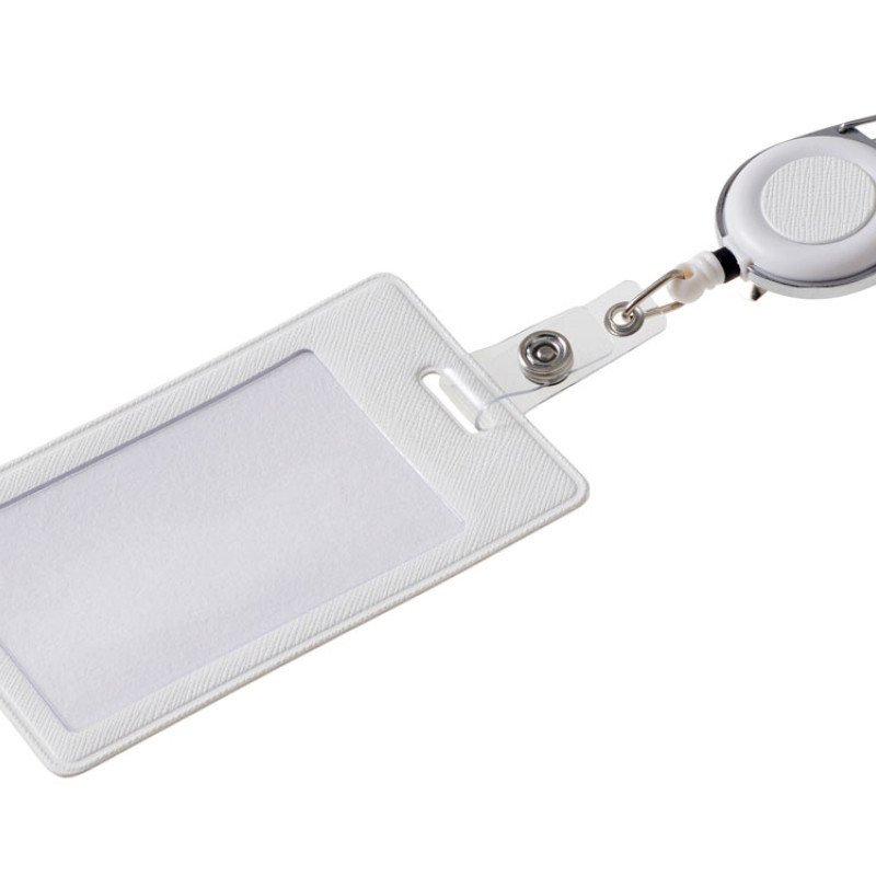 Бейдж с рулеткой-карабин "Favor", белый