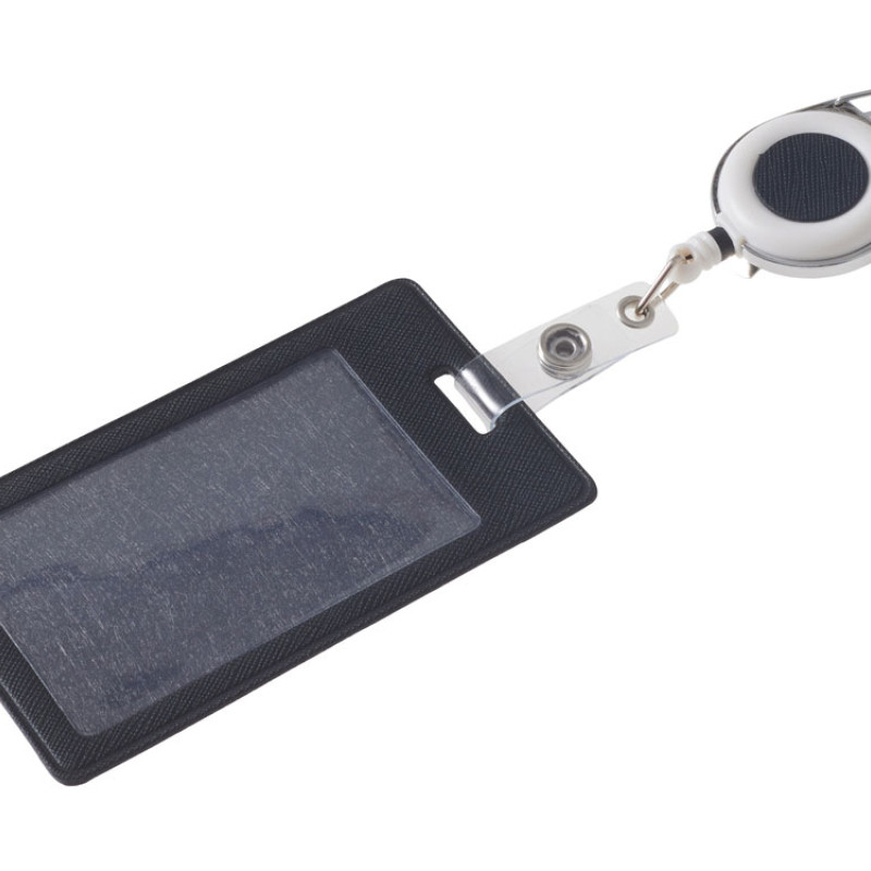 Бейдж с рулеткой-карабин "Favor", черный