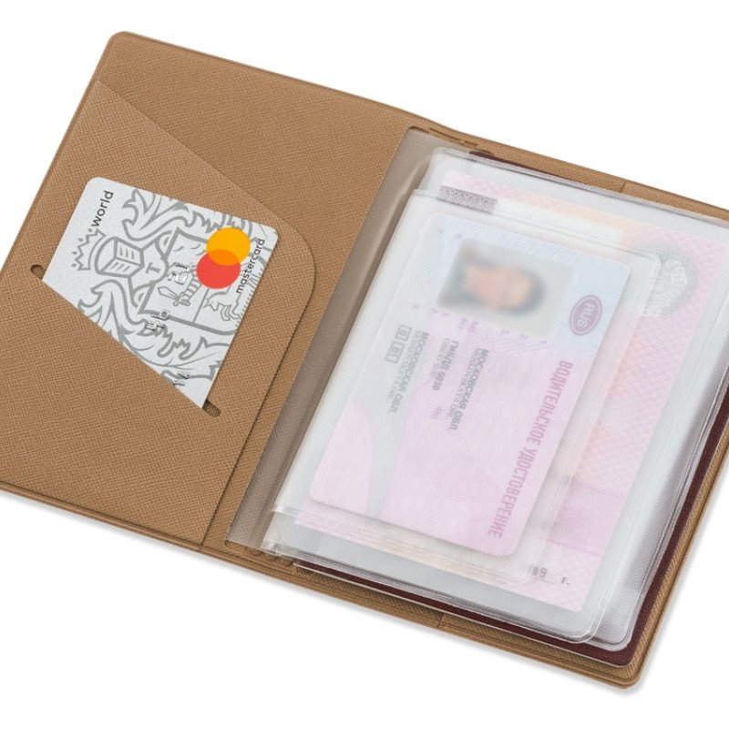 Классическая обложка для автодокументов "Favor", бежевая