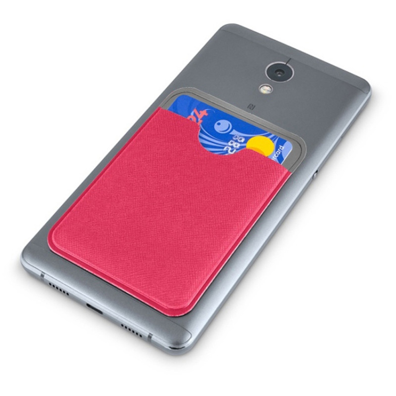 Чехол-картхолдер Favor на клеевой основе на телефон для пластиковых карт и и карт доступа, фуксия