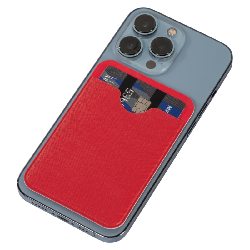 Чехол-картхолдер Favor на клеевой основе на телефон для пластиковых карт и и карт доступа, красный