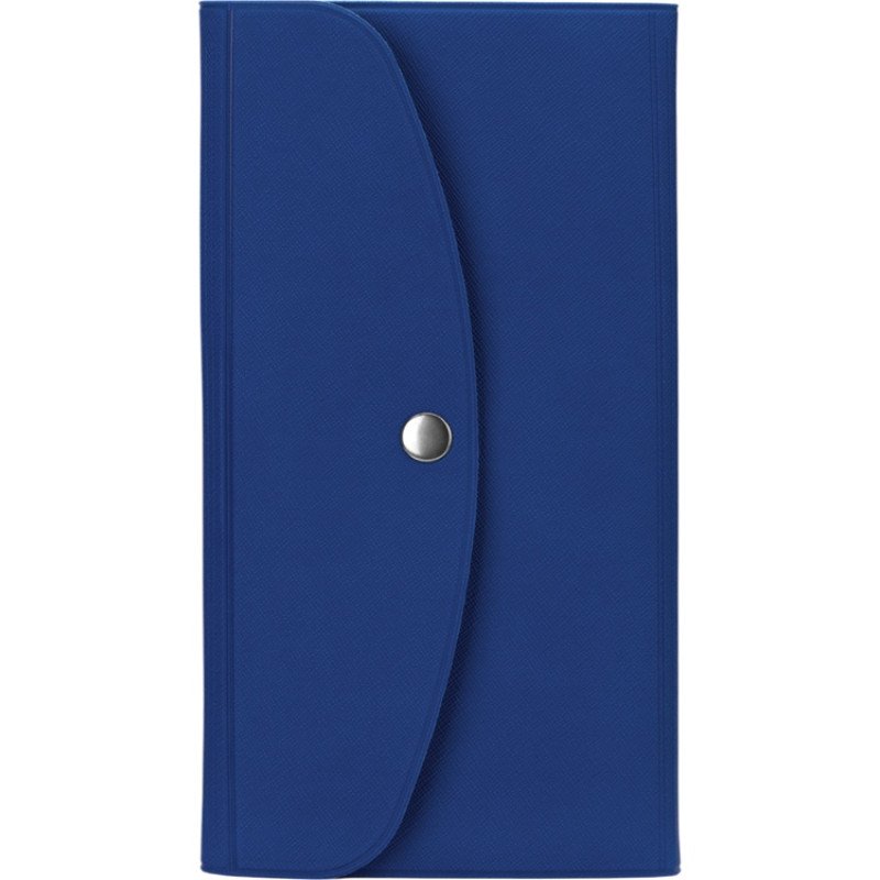 Органайзер для документов на кнопке с отделением для купюр и ручки, упаковка в индивидуальный пакет, синий/темно-синий