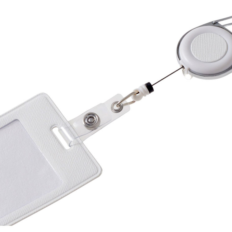 Бейдж с рулеткой-карабин "Favor", белый