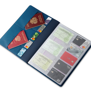 Органайзер Favor 2.0 для семейных документов на 4 комплекта документов, формат А4, синий