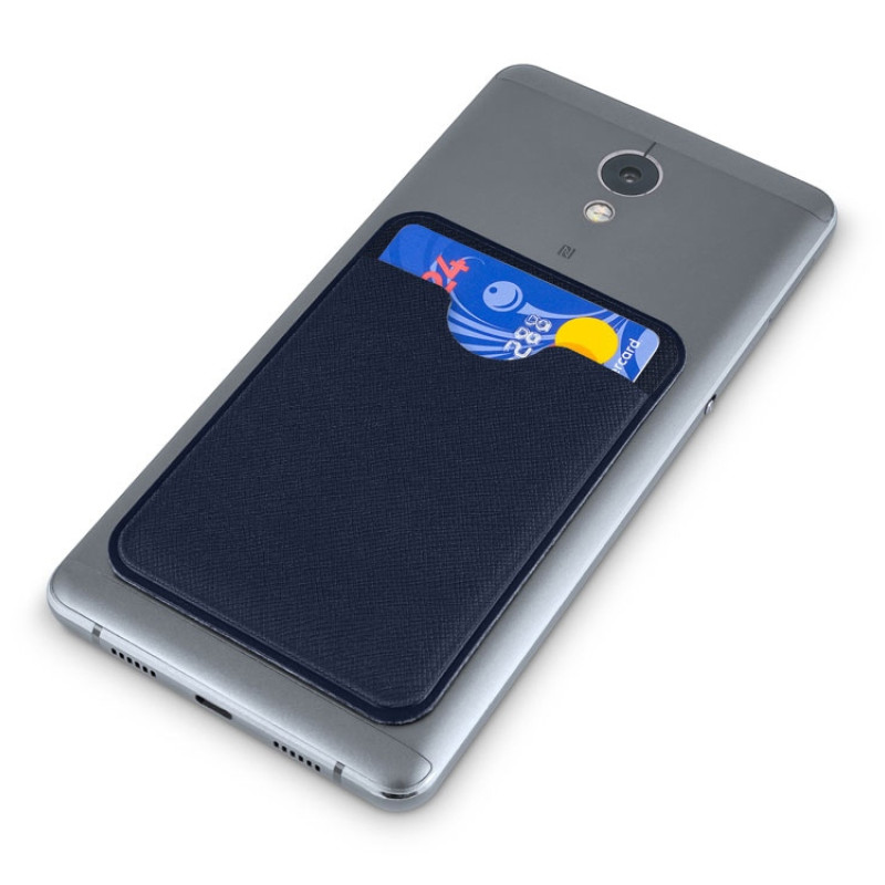 Чехол-картхолдер Favor на клеевой основе на телефон для пластиковых карт и и карт доступа, темно-синий