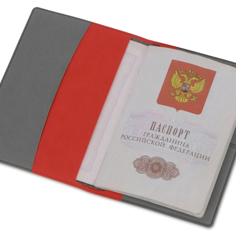 Обложка для паспорта с RFID защитой отделений для пластиковых карт "Favor", красная/серая