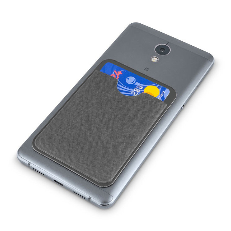 Чехол-картхолдер Favor на клеевой основе на телефон для пластиковых карт и и карт доступа, серый